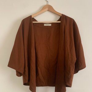 Na Nin Bobbie Raw Silk Tie Top, Dark Cinnamon